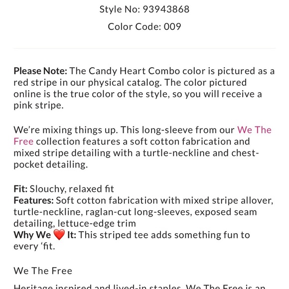 We The Free Black and White Striped Long Sleeve Tee NWT - Picture 3 of 3